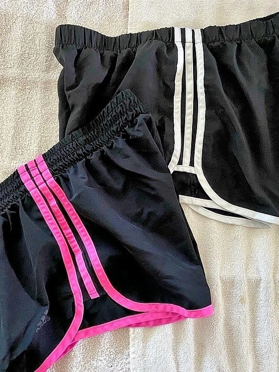 adidas Pants - adidas Pacer 3-Stripes Woven Shorts Athletic Shorts Black & Pink Medium